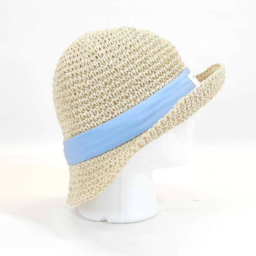Dolce & Gabbana Light Blue Straw Bucket Hat Coastal Grandma Summer Beach Travel - Picture 3 of 8
